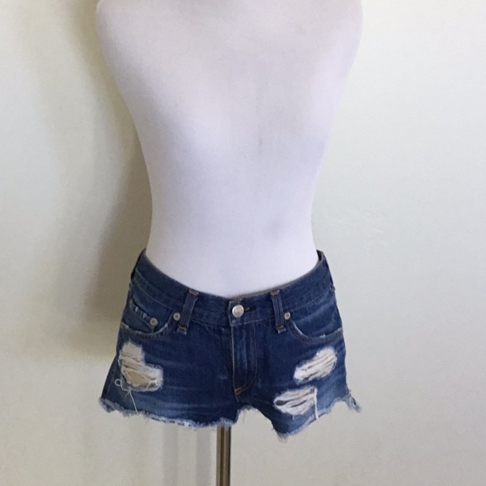 Rag and bone distressed denim shorts low waisted